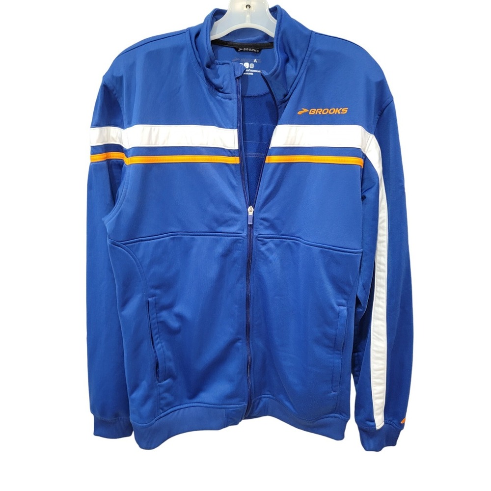 Brooks Running Track Jacket Sz L Women's Rock 'n' Roll‎ Marathon Full Zip Blue